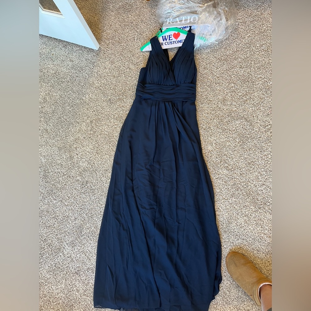 Bill Levkoff navy chiffon floor length bridesmaid dress size 12